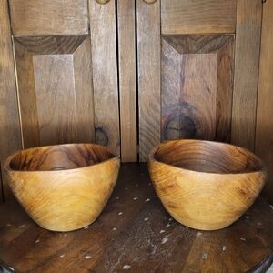 Set of Two Wooden Bowls